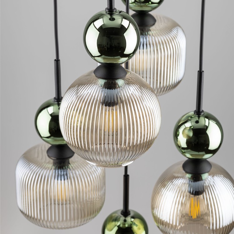 SOPHIA GREEN COGNAC Lampa wisząca 5XE14 11149 TK Lighting Czarny, Zielony