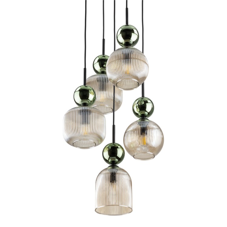 SOPHIA GREEN COGNAC Lampa wisząca 5XE14 11149 TK Lighting Czarny, Zielony