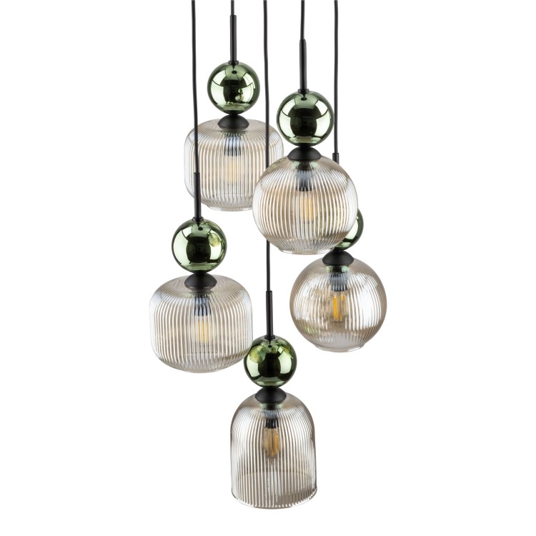 SOPHIA GREEN COGNAC Lampa wisząca 5XE14 11149 TK Lighting Czarny, Zielony
