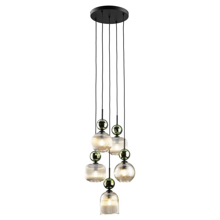 SOPHIA GREEN COGNAC Lampa wisząca 5XE14 11149 TK Lighting Czarny, Zielony