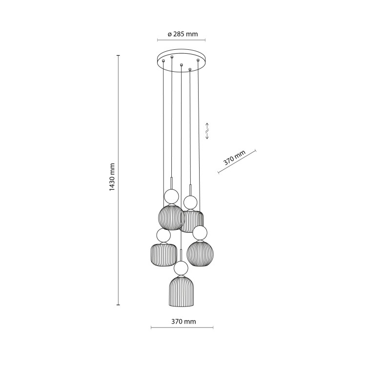 SOPHIA GREEN COGNAC Lampa wisząca 5XE14 11149 TK Lighting Czarny, Zielony