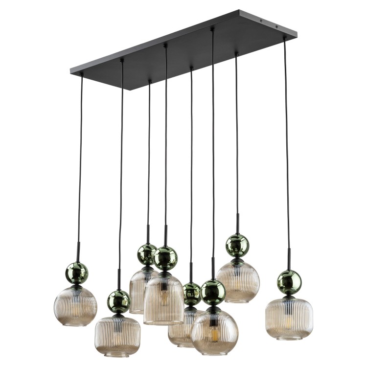 SOPHIA GREEN COGNAC Lampa wisząca 8XE14 11151 TK Lighting Czarny, Zielony Koniak