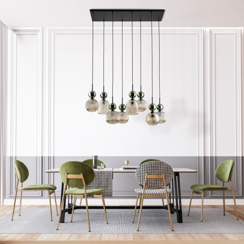 SOPHIA GREEN COGNAC Lampa wisząca 8XE14 11151 TK Lighting Czarny, Zielony Koniak
