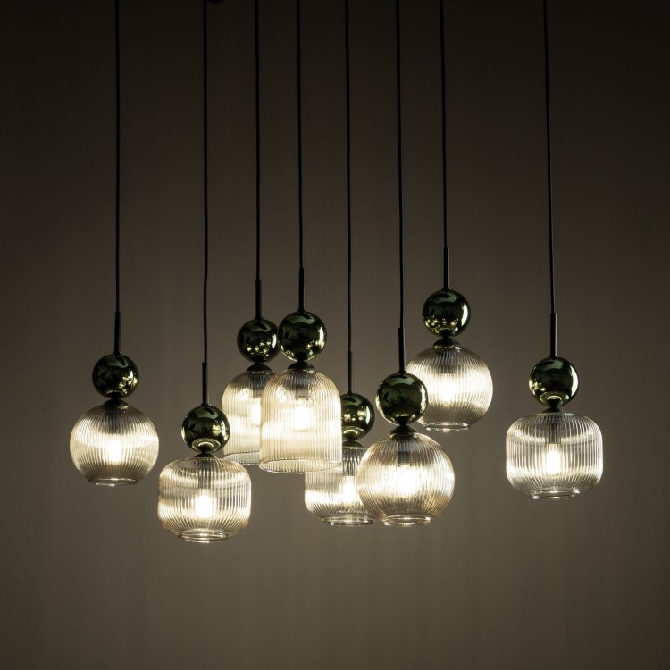 SOPHIA GREEN COGNAC Lampa wisząca 8XE14 11151 TK Lighting Czarny, Zielony Koniak