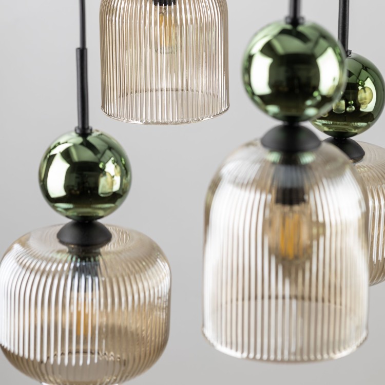 SOPHIA GREEN COGNAC Lampa wisząca 8XE14 11151 TK Lighting Czarny, Zielony Koniak