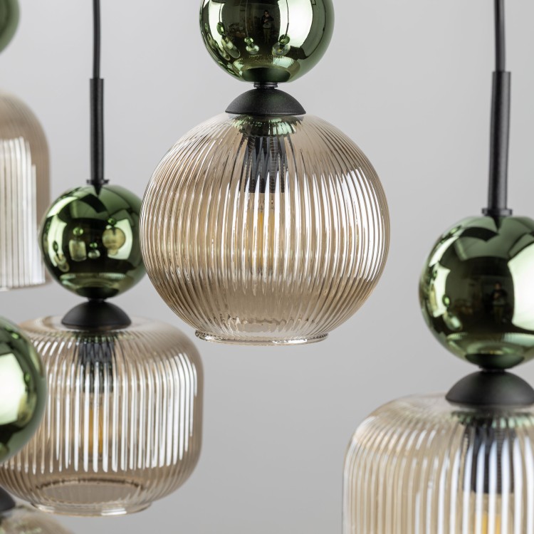 SOPHIA GREEN COGNAC Lampa wisząca 8XE14 11151 TK Lighting Czarny, Zielony Koniak