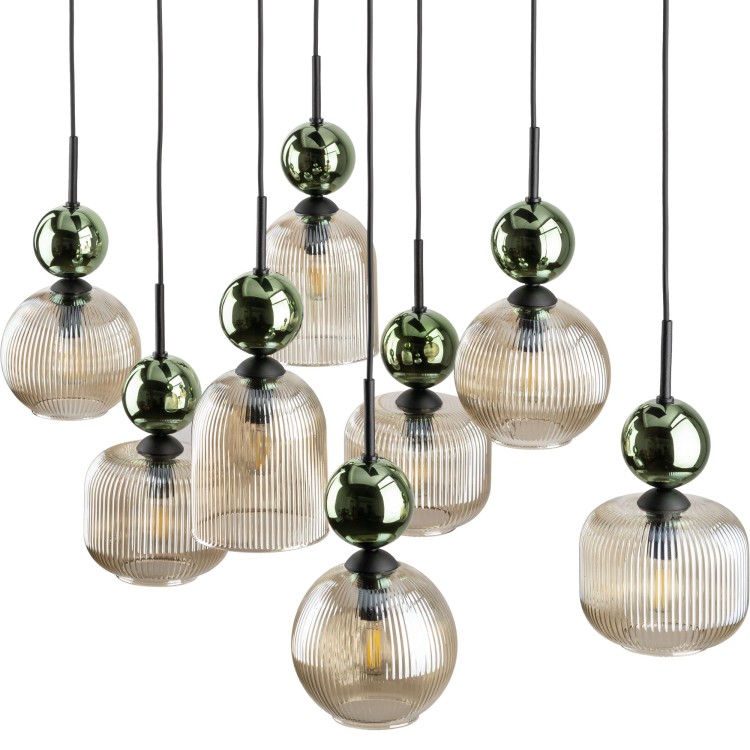 SOPHIA GREEN COGNAC Lampa wisząca 8XE14 11151 TK Lighting Czarny, Zielony Koniak