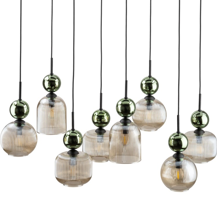 SOPHIA GREEN COGNAC Lampa wisząca 8XE14 11151 TK Lighting Czarny, Zielony Koniak