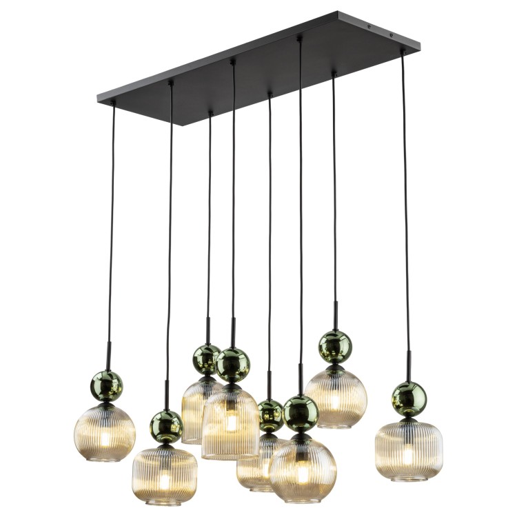 SOPHIA GREEN COGNAC Lampa wisząca 8XE14 11151 TK Lighting Czarny, Zielony Koniak