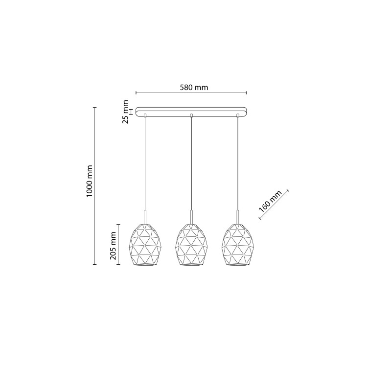 EGANA GRAPHITE Lampa wisząca 3XE27 6998 TK Lighting Szary Szary