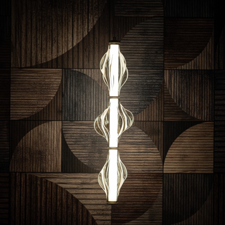 ELVA BRASS Lampa wisząca LED 22W 18214 TK Lighting Mosiądz Bursztyn