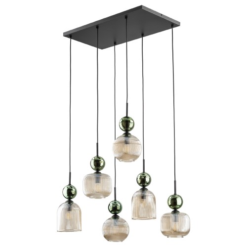 SOPHIA GREEN COGNAC Lampa wisząca 6XE14 11150 TK Lighting Czarny, Zielony Koniak