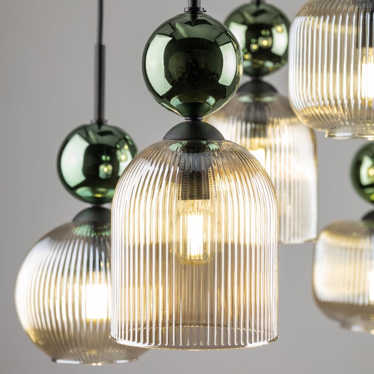 SOPHIA GREEN COGNAC Lampa wisząca 6XE14 11150 TK Lighting Czarny, Zielony Koniak