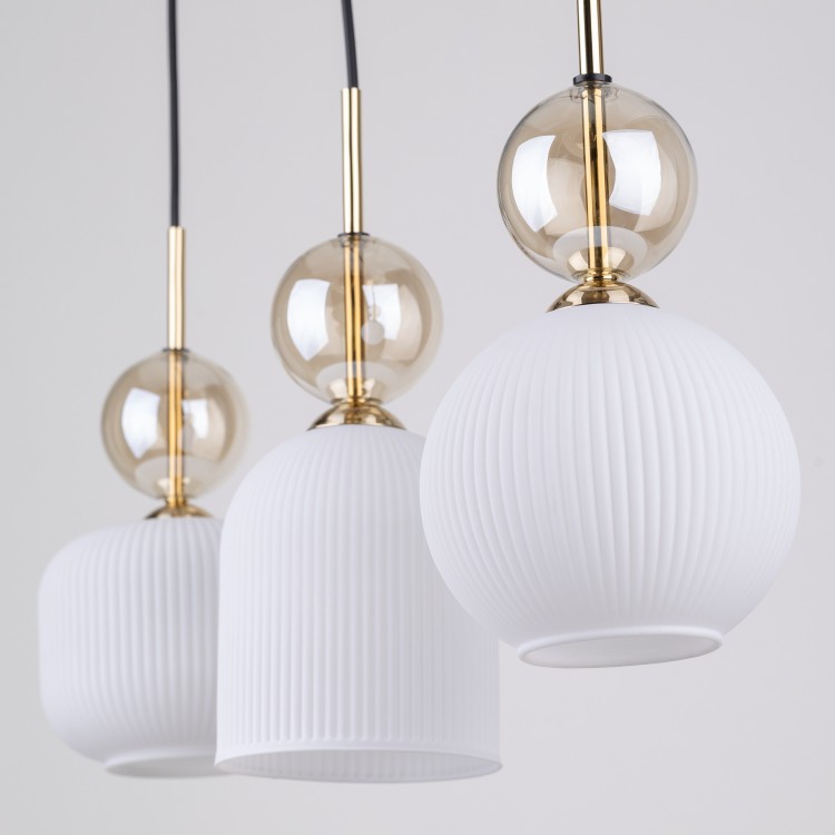 SOPHIA COGNAC WHITE Lampa wisząca 3XE14 11591 TK Lighting Czarny, Złoty Biały