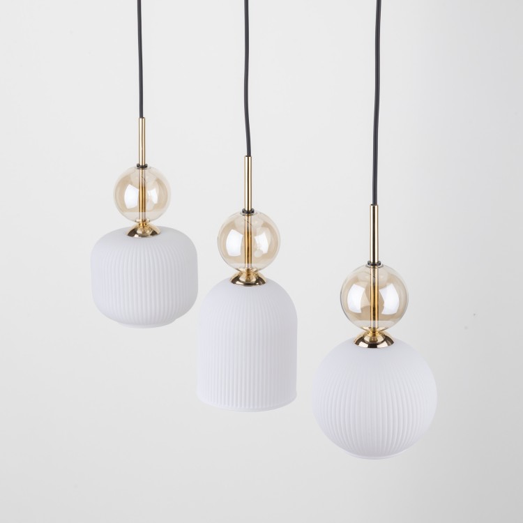SOPHIA COGNAC WHITE Lampa wisząca 3XE14 11591 TK Lighting Czarny, Złoty Biały