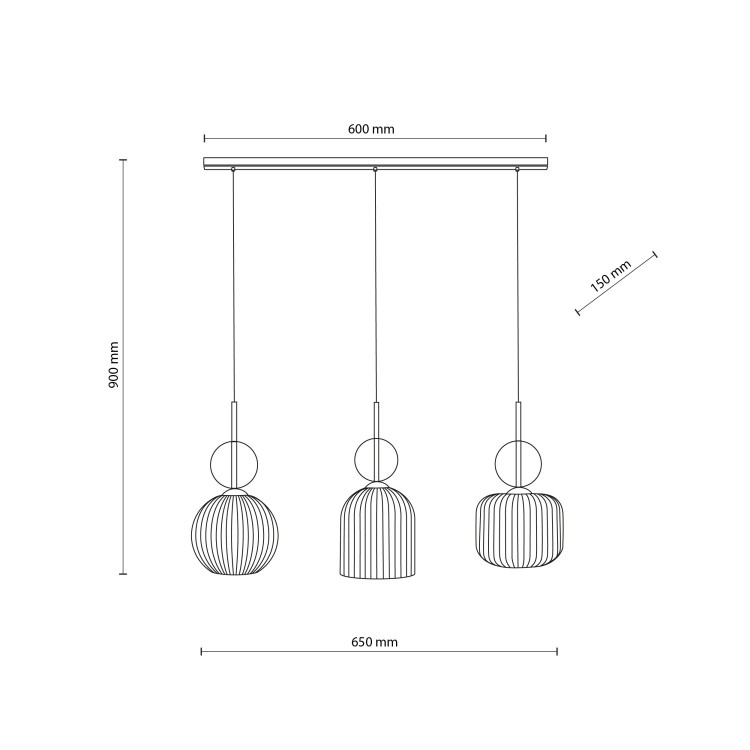 SOPHIA COGNAC WHITE Lampa wisząca 3XE14 11591 TK Lighting Czarny, Złoty Biały