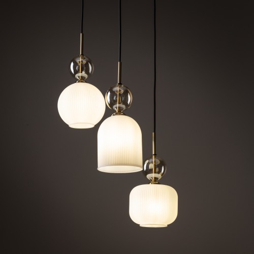 SOPHIA COGNACWHITE Lampa wisząca 3XE14 11592 TK Lighting Czarny, Złoty Biały