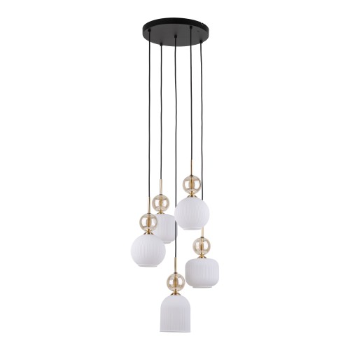 SOPHIA COGNAC WHITE Lampa wisząca 5XE14 11593 TK Lighting Czarny, Złoty Biały