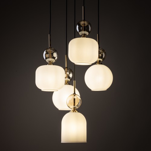 SOPHIA COGNAC WHITE Lampa wisząca 5XE14 11593 TK Lighting Czarny, Złoty Biały
