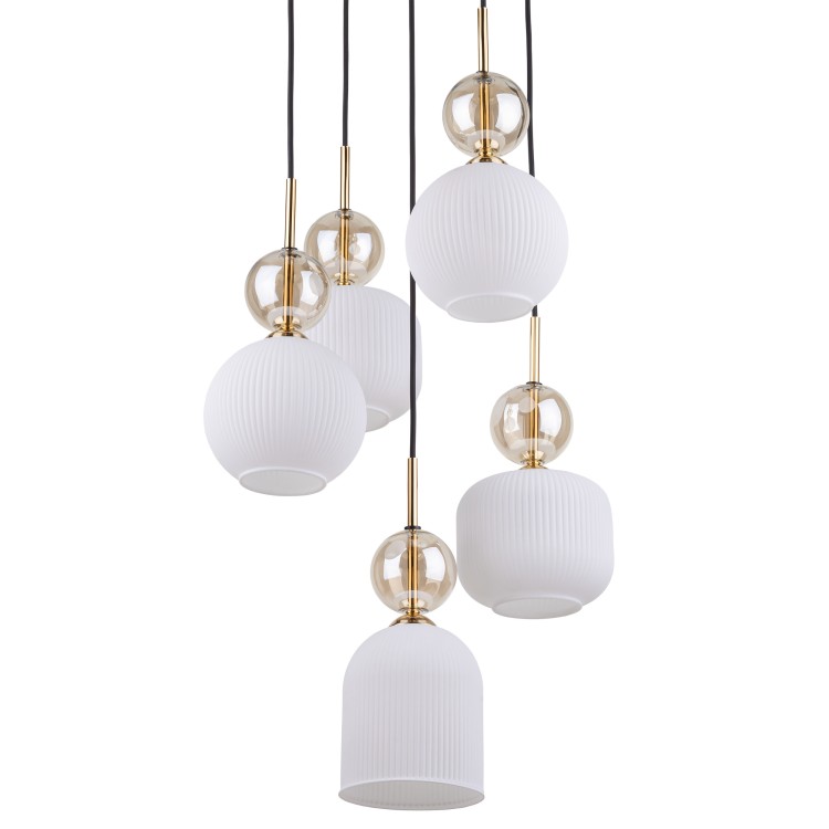 SOPHIA COGNAC WHITE Lampa wisząca 5XE14 11593 TK Lighting Czarny, Złoty Biały