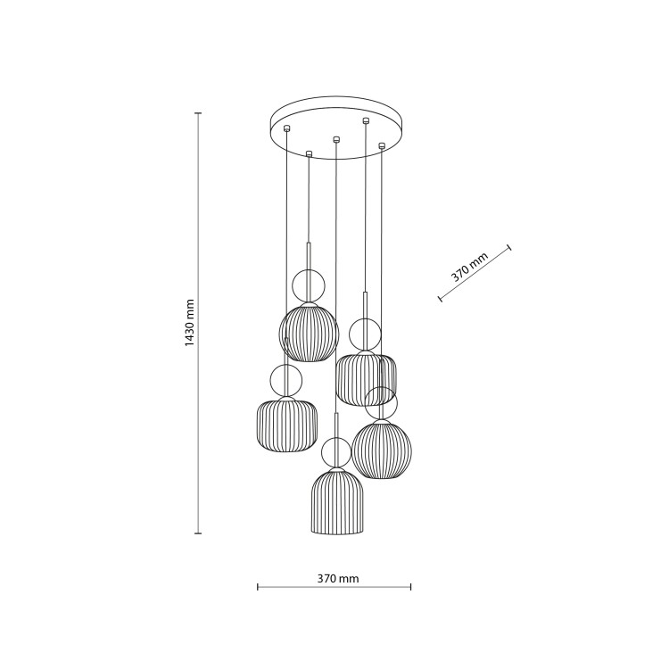 SOPHIA COGNAC WHITE Lampa wisząca 5XE14 11593 TK Lighting Czarny, Złoty Biały