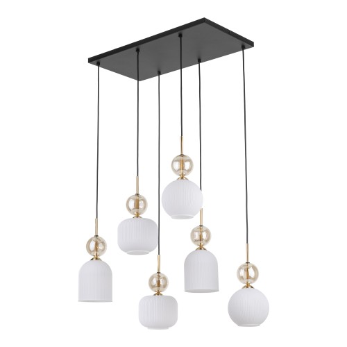 SOPHIA COGNAC WHITE Lampa wisząca 6XE14 11594 TK Lighting Czarny, Złoty Biały