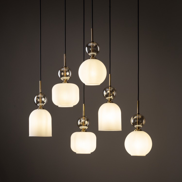 SOPHIA COGNAC WHITE Lampa wisząca 6XE14 11594 TK Lighting Czarny, Złoty Biały
