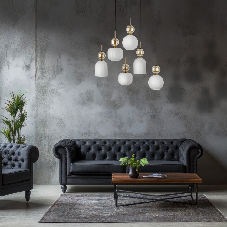 SOPHIA COGNAC WHITE Lampa wisząca 6XE14 11594 TK Lighting Czarny, Złoty Biały