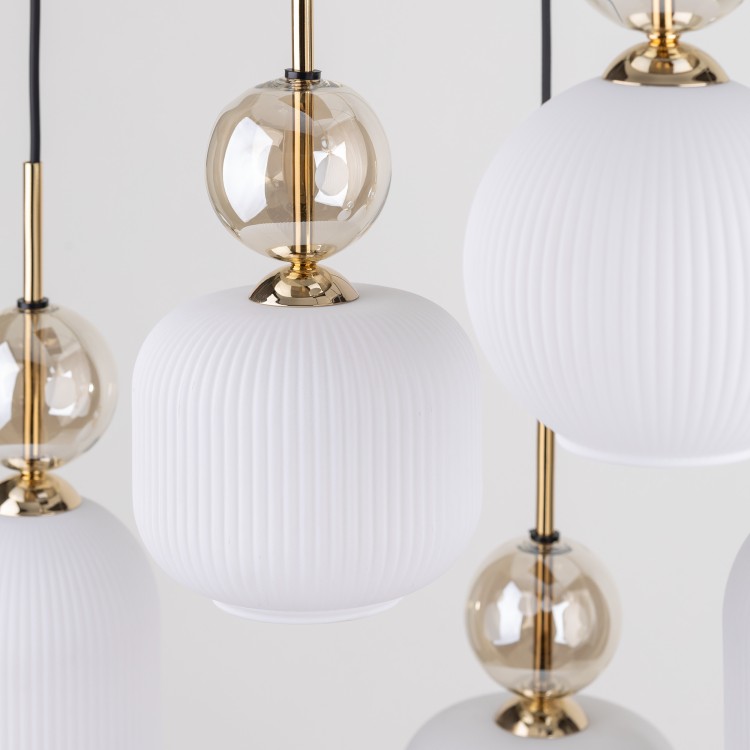 SOPHIA COGNAC WHITE Lampa wisząca 6XE14 11594 TK Lighting Czarny, Złoty Biały