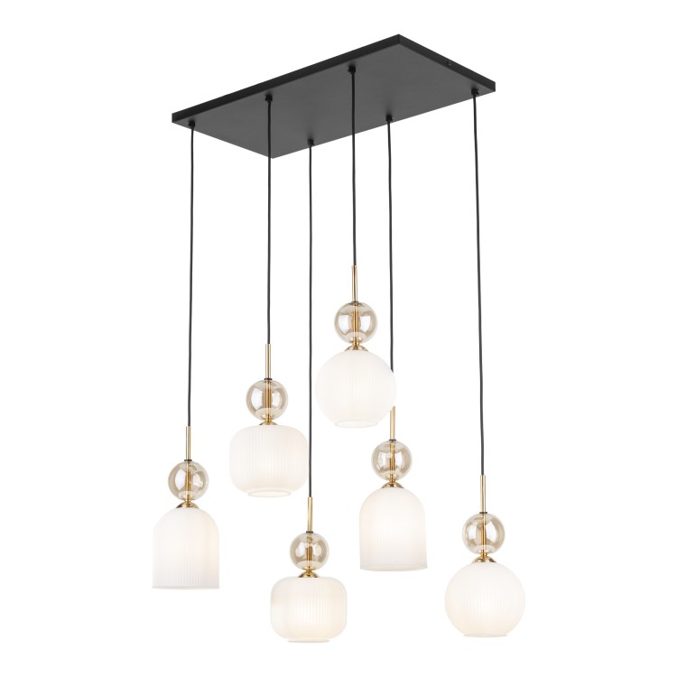 SOPHIA COGNAC WHITE Lampa wisząca 6XE14 11594 TK Lighting Czarny, Złoty Biały