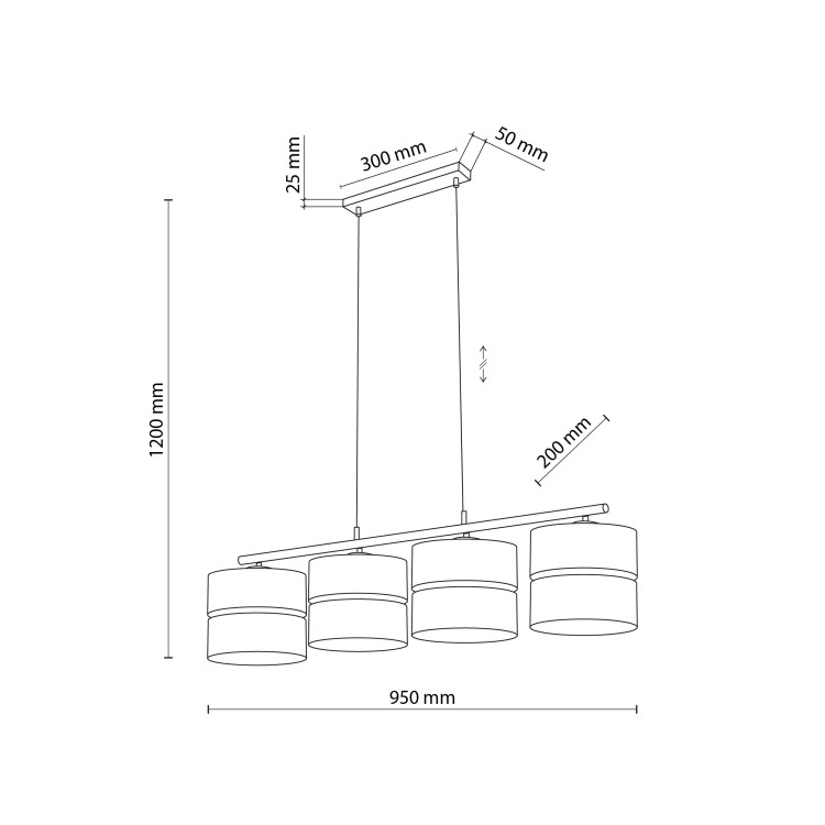 CALMA Lampa wisząca 4XE27 11603 TK Lighting Sabia Słomkowy