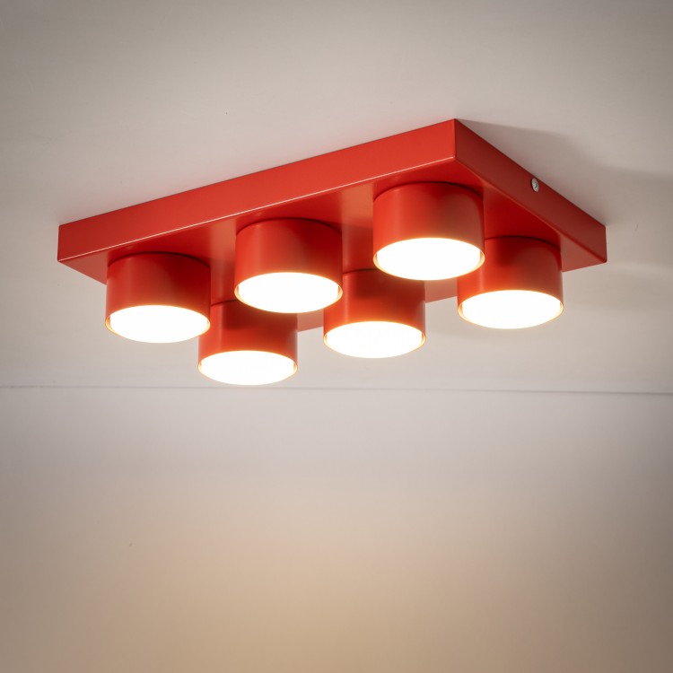 BRIX RED Lampa sufitowa 6XGX53 11294 TK Lighting Czerwony Czerwony