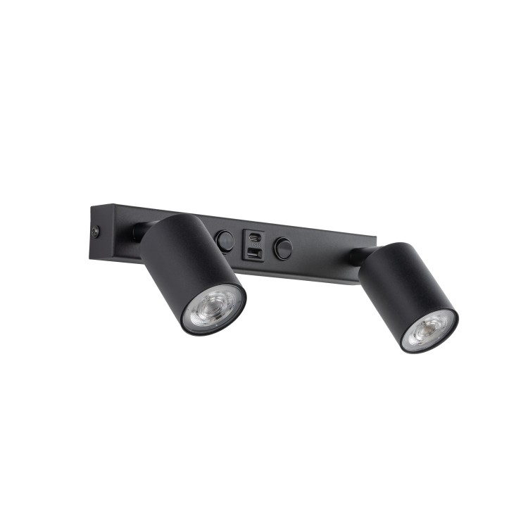 NEX BLACK Kinkiet 2XGU10 / USB 11356 TK Lighting Czarny Czarny