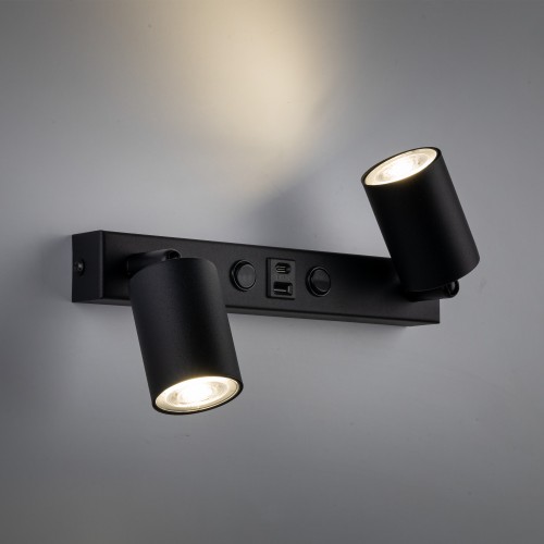 NEX BLACK Kinkiet 2XGU10 / USB 11356 TK Lighting Czarny Czarny