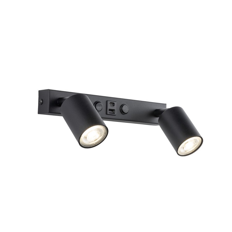NEX BLACK Kinkiet 2XGU10 / USB 11356 TK Lighting Czarny Czarny