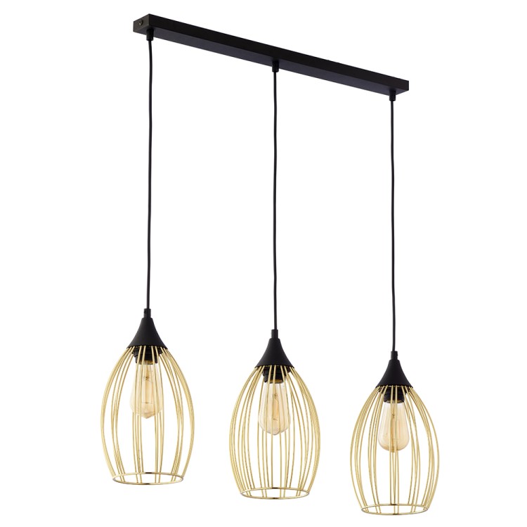 LIZA GOLD Lampa wisząca 3 PŁ CZ/ZŁ 2817 TK Lighting Czarny Złoty