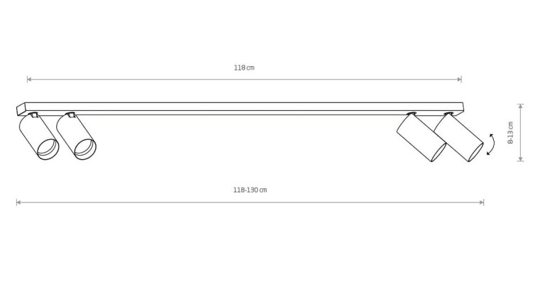 Lampa sufitowa listwa szyna natynkowa MONO IV WHITE/GOLD 7776 NOWODVORSKI Lighting 4xGU10 118cm Spot oświetleniowa Industrialna nowoczesna biało-złota biała nawierzchniowa jak szynoprzewód Inspiracje Premium - Outlet