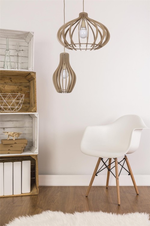 Lampa sufitowa wisząca Industrialna Loft IKA I zwis D 4174 NOWODVORSKI Lighting E27 x1 51cm oświetleniowa żyrandol nowoczesna drewno do Kuchni Jadalni nad stół blat wyspę drewniana sklejka Inspiracje Premium - Outlet