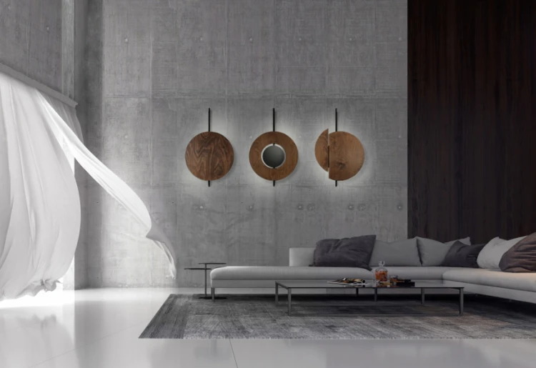 Lampa ścienna Kinkiet Industrialny Loft SUNSET C 7654 NOWODVORSKI Lighting GX53 x2 okrąg drewniany nowoczesna oprawa oświetleniowa metal drewno sklejka podwójny Inspiracje Premium - Outlet