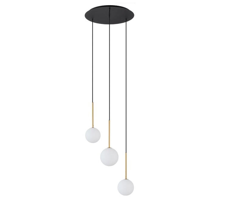 Lampa sufitowa wisząca Loft KARO III 10304 NOWODVORSKI Lighting 3xG9 nowoczesna oprawa oświetleniowa kula biała zwis czarno-złoty czarny czarna metal szkło Inspiracje Premium