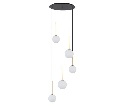 Lampa sufitowa wisząca Loft KARO V 10303 NOWODVORSKI Lighting 5xG9 nowoczesna oprawa oświetleniowa kula biała zwis czarno-złoty czarny czarna metal szkło Inspiracje Premium