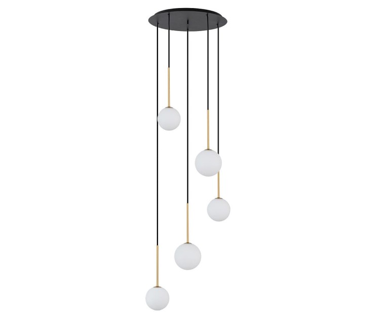 Lampa sufitowa wisząca Loft KARO V 10303 NOWODVORSKI Lighting 5xG9 nowoczesna oprawa oświetleniowa kula biała zwis czarno-złoty czarny czarna metal szkło Inspiracje Premium