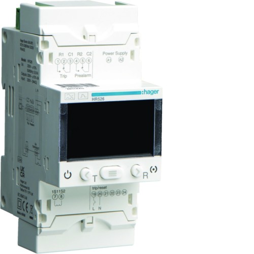 Przekaźnik różnicowo-prądowy 0,03-30A, regulowana zwłoka, 50% LCD, test HR526 Hager