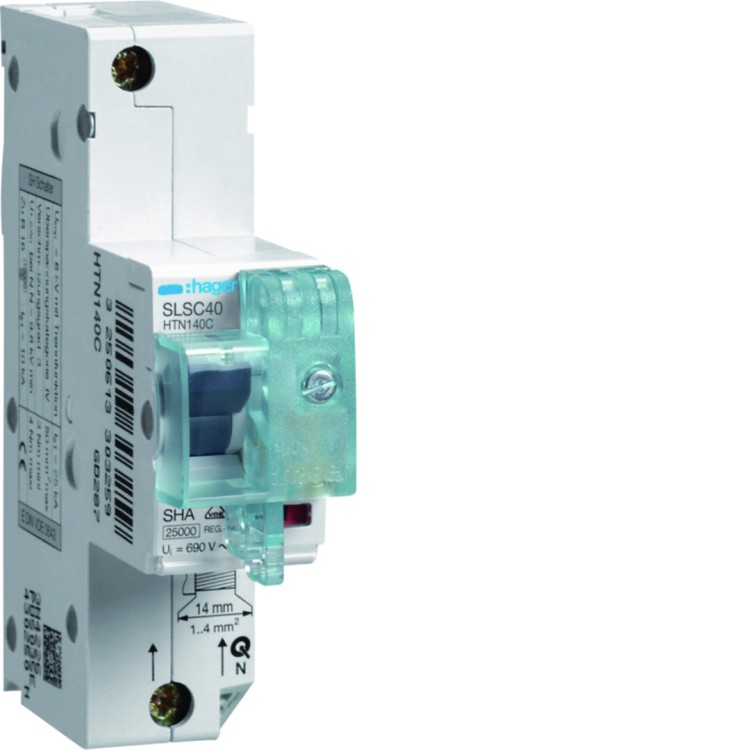 MCB SLS Wyłącznik nadprądowy selektywny 1P Cs 40A TS35 HTN140C Hager