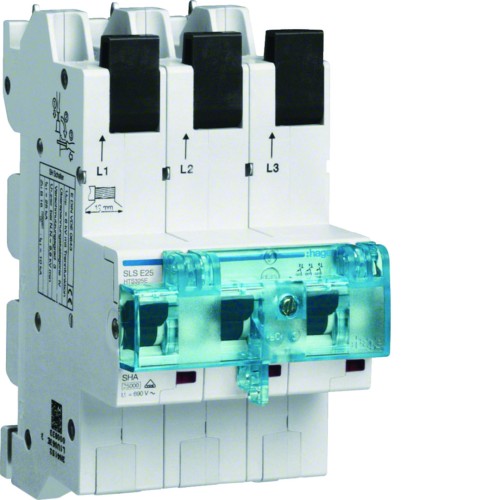 # MCB SLS Wyłącznik nadprądowy selektywny 3P, E, 25 A, szyny Cu 40-12x5/10mm HTS325E Hager