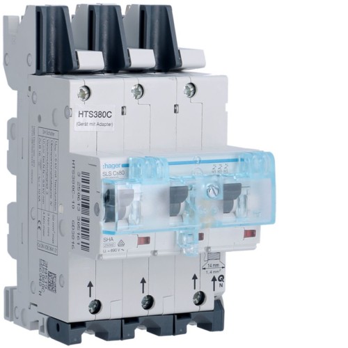 MCB SLS Wyłącznik nadprądowy selektywny 3P, Cs, 80 A, szyny Cu 40-12x5/10mm HTS380C Hager