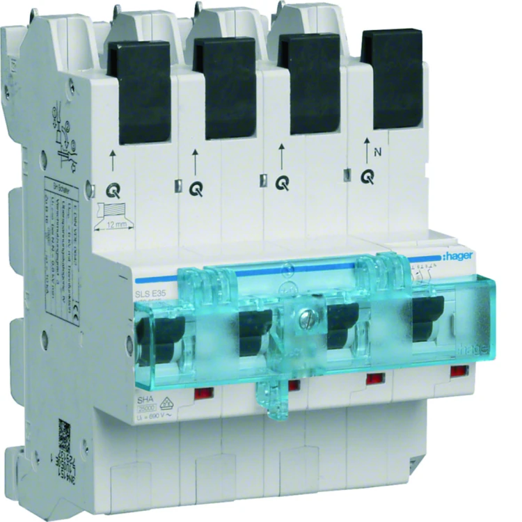 # MCB SLS Wyłącznik nadprądowy selektywny 3P+N, Cs, 16 A, szyny Cu 40-12x5/10mm HTS616C Hager