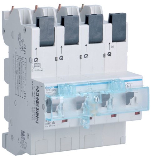 # MCB SLS Wyłącznik nadprądowy selektywny 3P+N, Cs, 20 A, szyny Cu 40-12x5/10mm HTS620C Hager