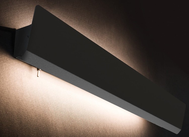 Lampa ścienna regulowana kinkiet z włącznikiem WING LED BLACK 7550 NOWODVORSKI Lighting T8 60cm Loft nowoczesna oświetleniowa czarna czarny Inspiracje Premium