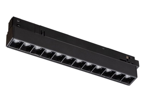 Oprawa Liniowa Lampa Raster LED 20cm 9W do Szynoprzewodu Szyny niskonapięciowy System LVM FOCUS LED 10144 NOWODVORSKI Lighting 3000K Loft nowoczesna sufitowy ścienny oświetlenie szynowe listwa natynkowa podtynkowa zawieszana 48V czarna Inspiracje Premium